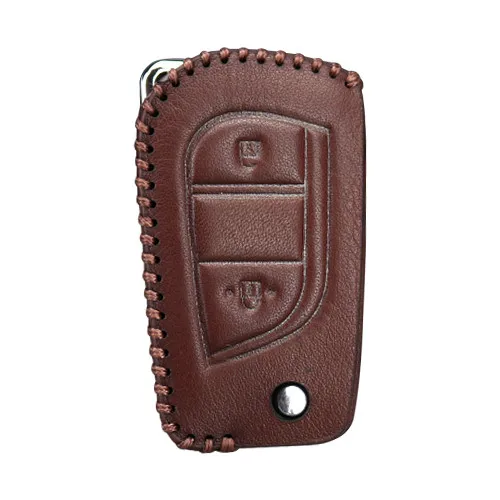 KUKAKEY кожаный чехол для ключей автомобиля для Toyota Hilux Corolla avensis Prado Fortuner RAV4 CHR Smart Shell аксессуары - Название цвета: 2 Button Brown