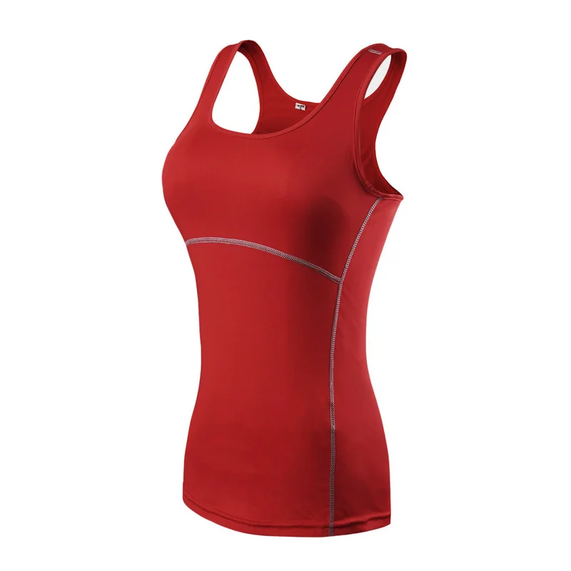 red. Рубашка для йоги, для спорта, бега, Быстросохнущий жилет, высокая эластичность, облегающая, для фитнеса, для женщин, для спортзала, одежда для бодибилдинга, футболка - Цвет: red.