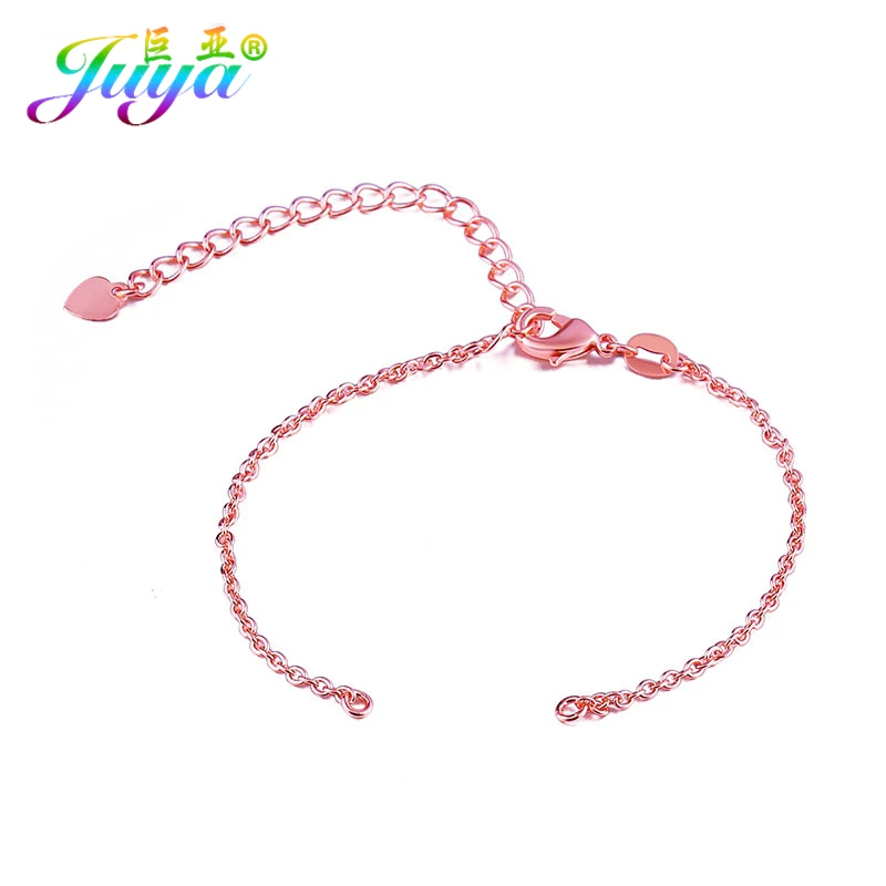 rose gold Металлических цепей DIY женщин мужчин регулируемые Цепочки Браслеты медные цепочки с прямоугольными звеньями аксессуары для ювелирные изделия для создания браслетов - Окраска металла: rose gold