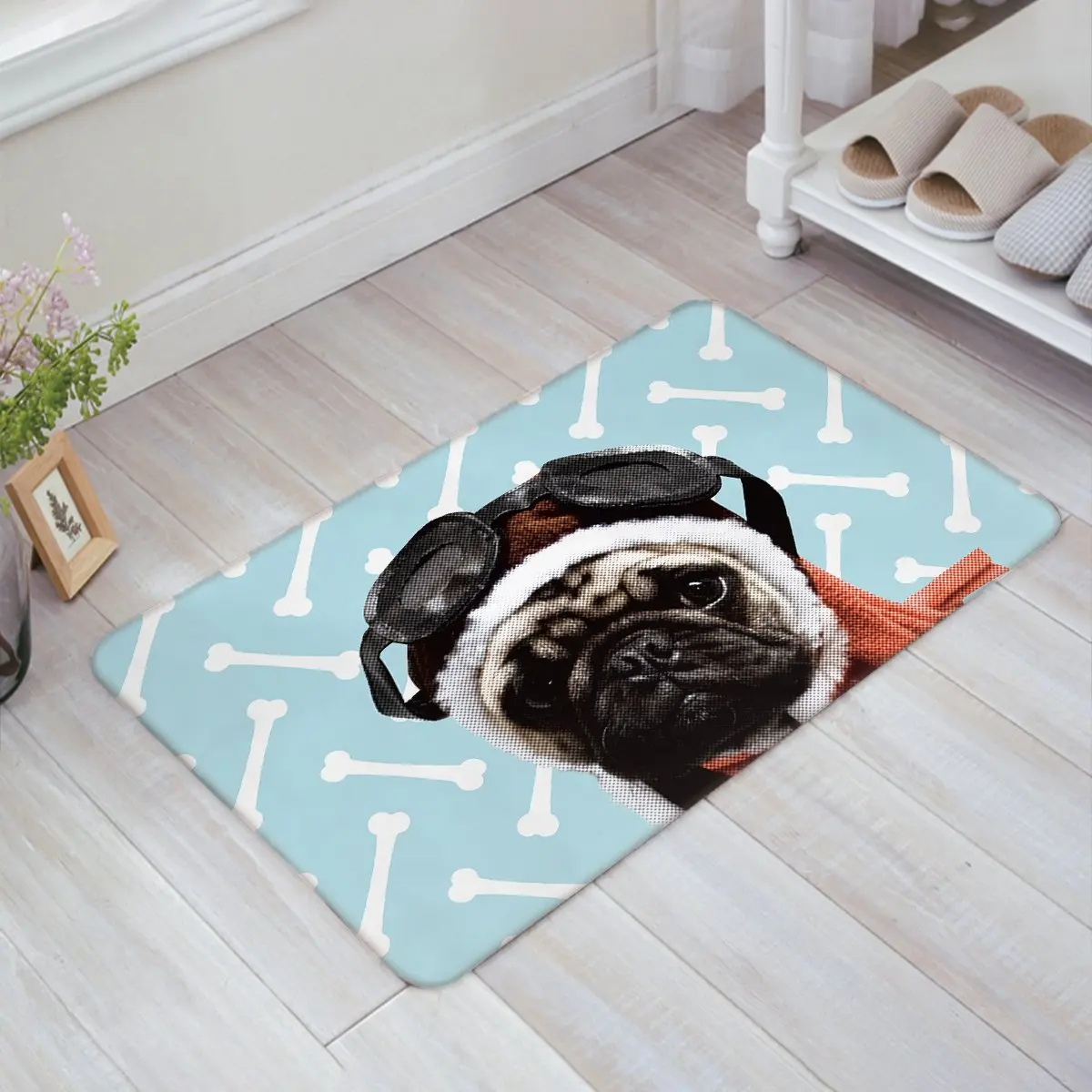 Мопса щенок очаровательны собачка с костями узор Коврик Добро пожаловать