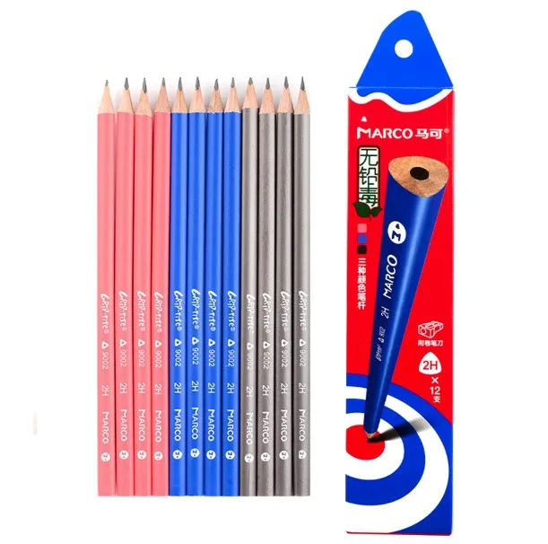 12pcs 2H Марко CRIP-TITE 9002 серии HB/2B/2 H треугольник дети легко держать карандаши - Цвет: 12pcs 2H