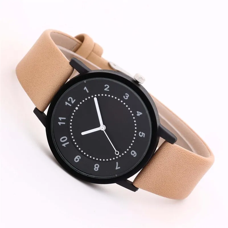 Новый список мужские часы GENEVA Модные кварцевые с круглым циферблатом кожаный