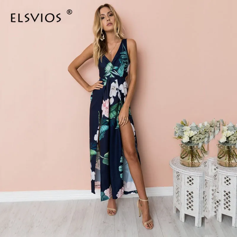 ELSVIOS летние женские комбинезоны с цветочным принтом и v образным вырезом