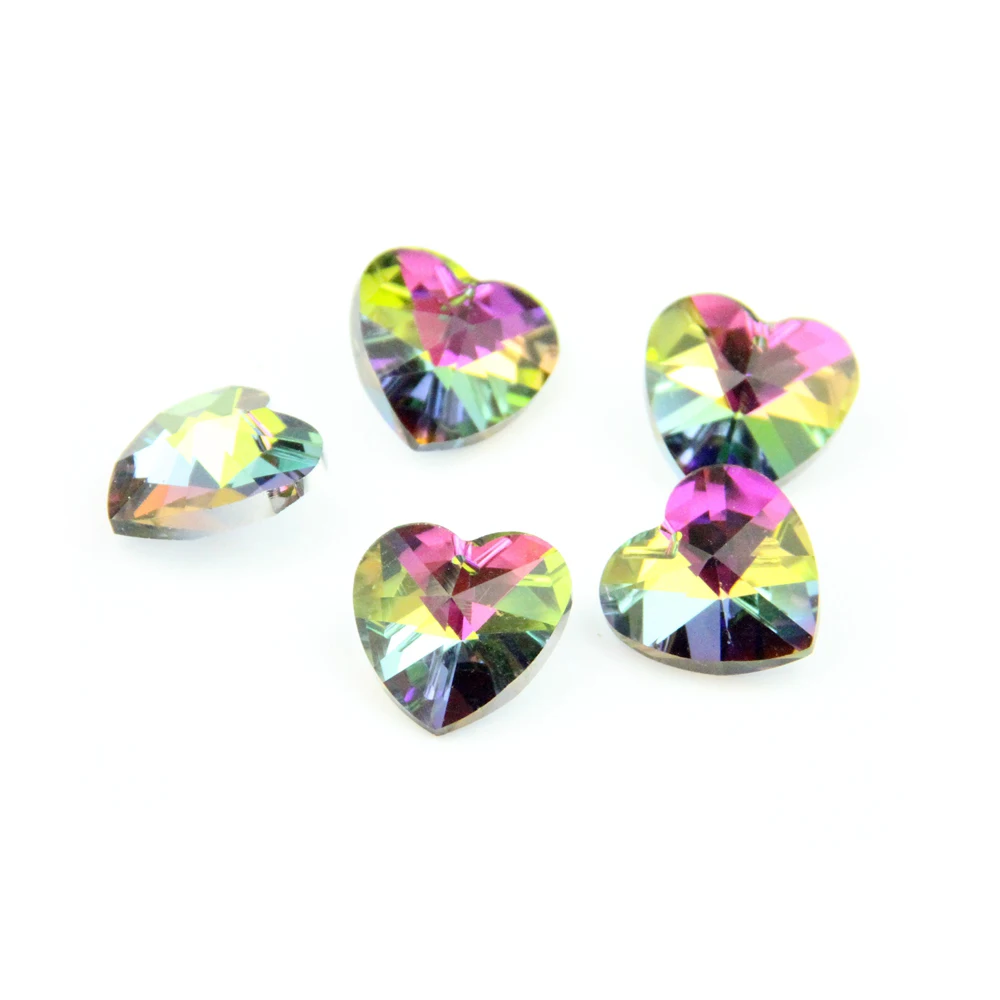 500 шт./лот 28 мм хрустальные бусины радужного цвета в форме сердца для