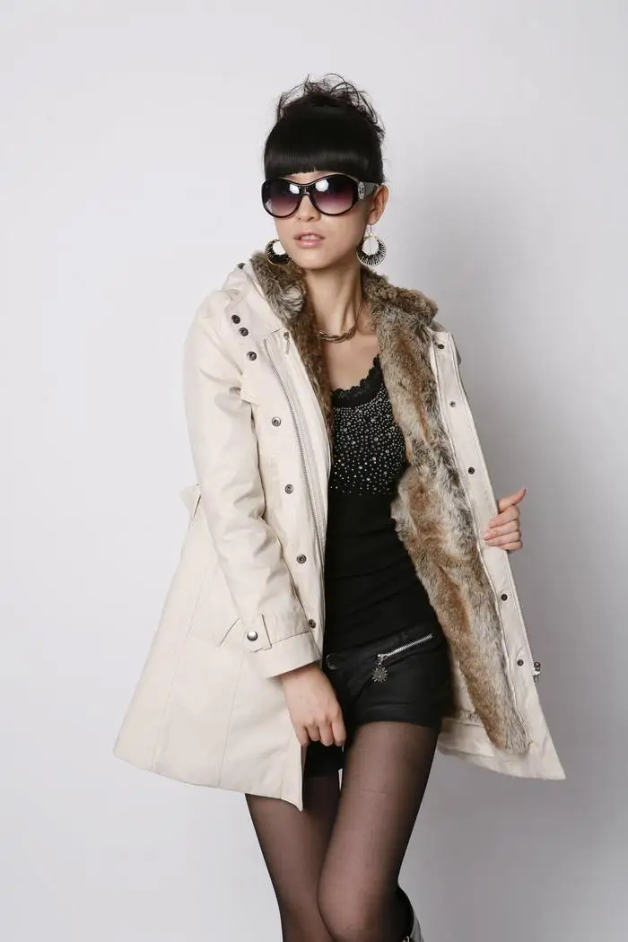 

Nice Winter Women Long Fur Collar Coat S-2XL Warm Plush Overcoat Hoodies Thickened Female Parka Plus Size