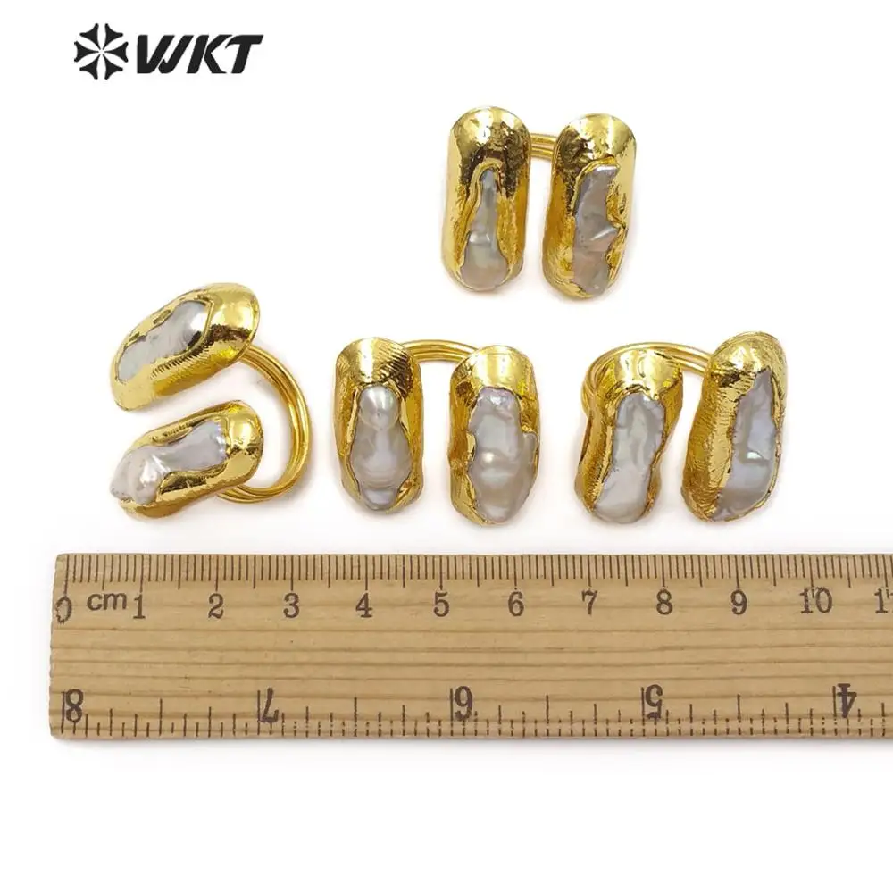 WT-R332 wholesale pearl rings fashion double high quality freshwater ring for women jewelry making | Украшения и аксессуары