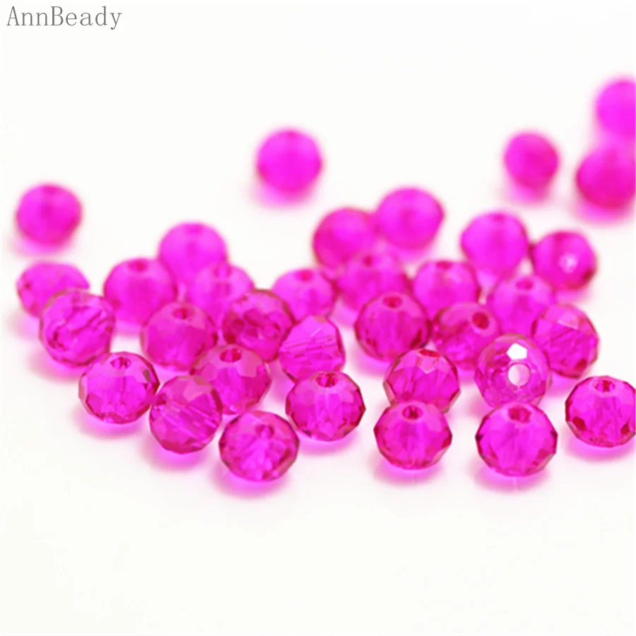rose AnnBeady Черный ab Цвет 3*4 мм 145 шт Rondelle Австрийские граненые Хрустальные стеклянные бусины Свободные разделительные бусины для изготовления ювелирных изделий - Цвет: rose