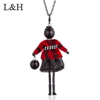 cute sweater leather skirt dressed doll pendant choker necklace handmade big choker long chain maxi jewelry for women bijoux