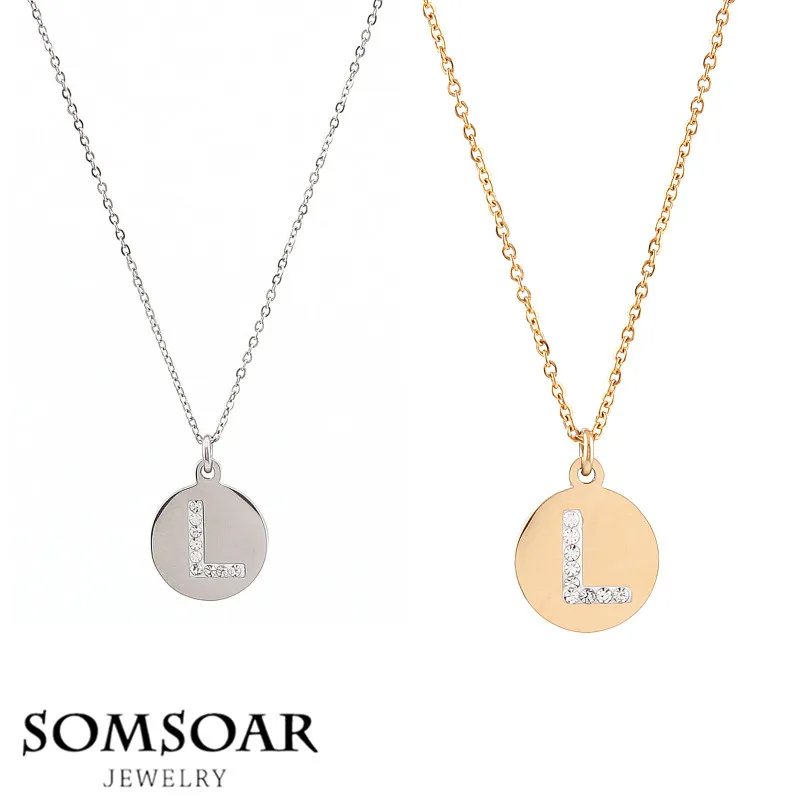 

Somsoar Jewelry High Quality Stainless Steel Initial Necklace Discs Charm L Letter Friendship Necklacce Set for Women Gift