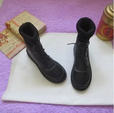 Careaymade/, новые ботинки из pu искусственной кожи в стиле Mori girl полусапожки ручной работы повседневные женские Ботинки martin на плоской подошве 4 цвета - Цвет: Black