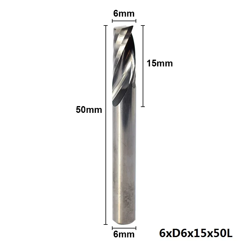 1pc 6x15x50mm XCAN 1 шт. 6 мм хвостовик Одиночная Флейта Карбид Концевая фреза спиральная фреза прямой хвостовик ЧПУ Гравировальный Бит фреза - Длина режущей кромки: 1pc 6x15x50mm