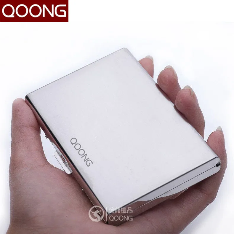QOONG, 2 шт., нержавеющая сталь, бизнес, для мужчин и женщин, кредитный держатель для карт, ID карта, чехол, протектор, Rfid, для путешествий, металлический кошелек для карт, Carteira