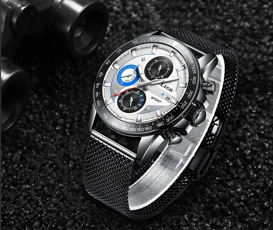 Reloj hombre LIGE Официальный магазин Топ бренд Мода Новые мужские водонепроницаемые часы наручные, кварцевые часы светящийся хронограф