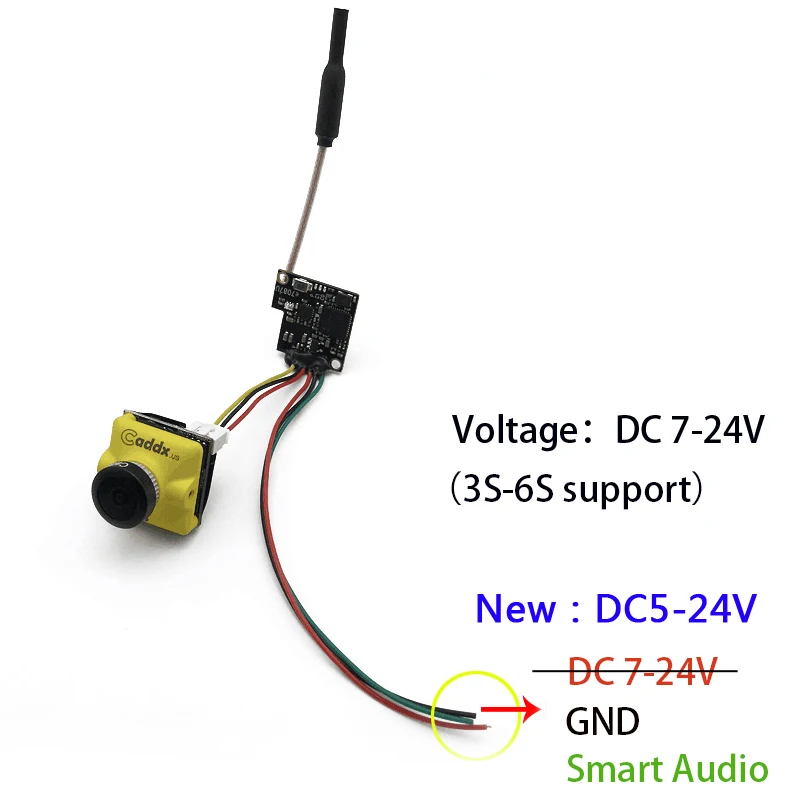 5,8 Г 48CH передатчик FPV 25/100/200 мВт Поддержка smartaudio 5-24 В постоянного тока, с Caddx Turbo Micro F2 CMOS 2,1 мм 1200TVL с видом от первого лица