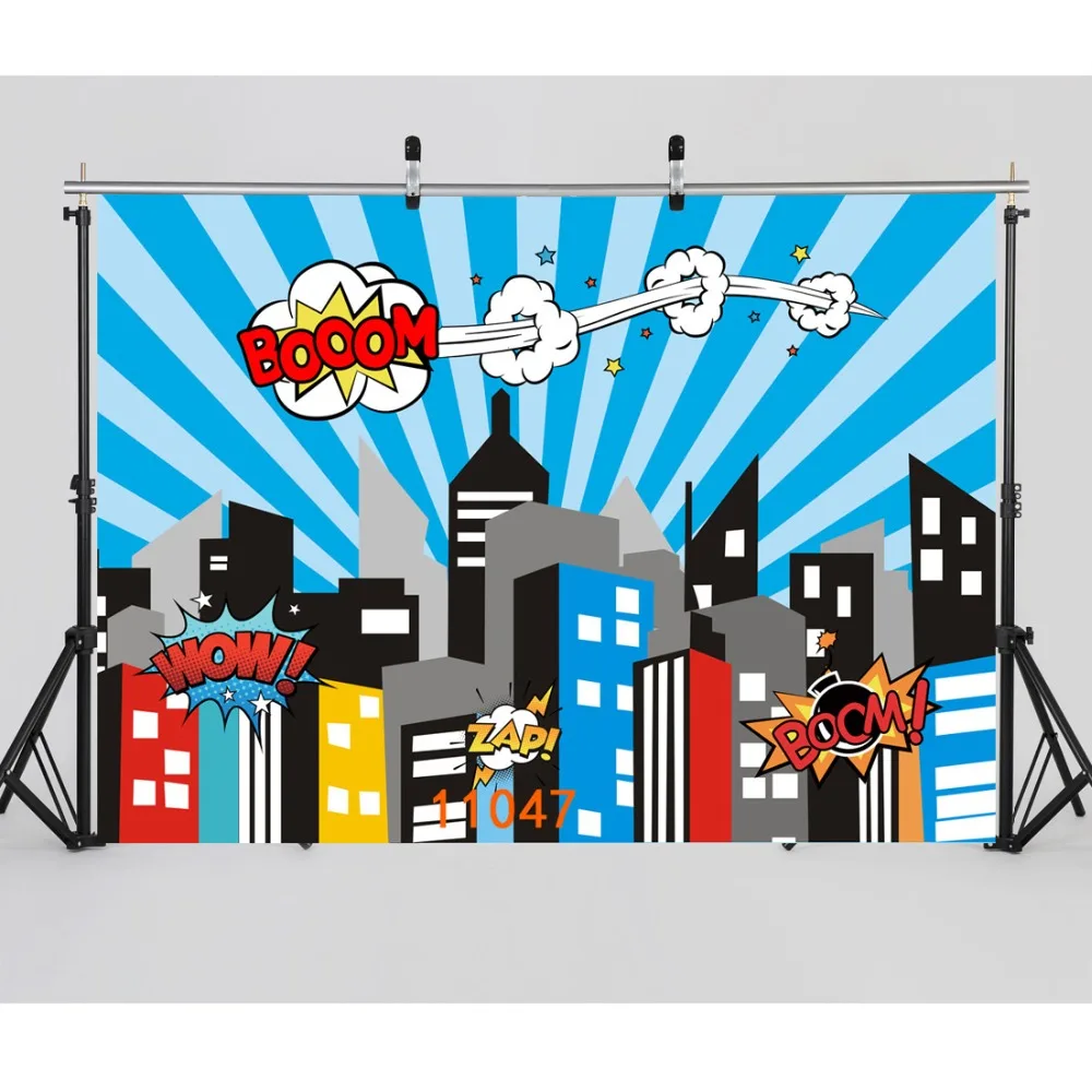

Superhero City Buildings Baby Birhday Party Comics Child Portrait Photo Background Photography Backdrops Photo Studio Photocall