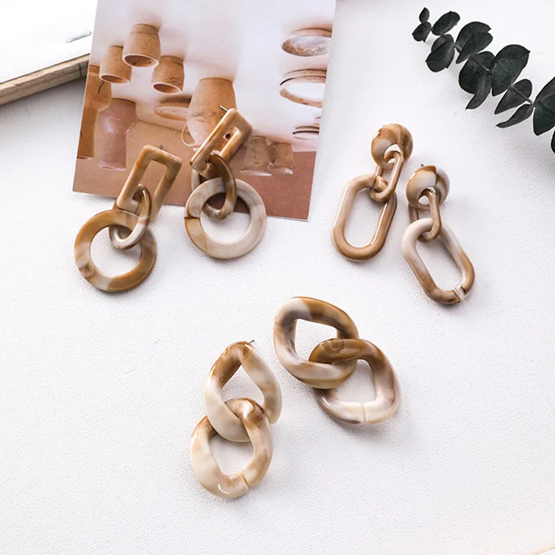 Женские винтажные серьги подвески Norecorn акриловые геометрические с цепочкой в