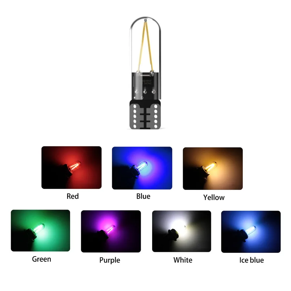 Новые W5W led T10 cob стекло автомобиля светильник со светодиодными нитями на авто автомобилей Чтение купольная лампа DRL стайлинга автомобилей 12v