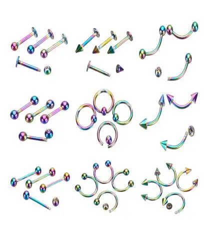 9 шт. кольцо из нержавеющей стали с черным носом для Козелка спираль прокалывания