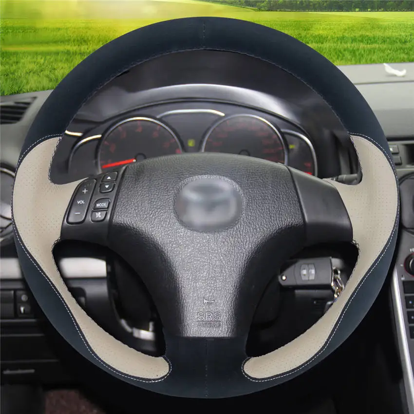 Style-02 MEWANT черная замша оранжевый кожаный чехол на руль для Mazda 3 Axela 2004-2009 Mazda 5 2004-2010 Mazda 6 Atenza Mazda MPV - Название цвета: Style-02