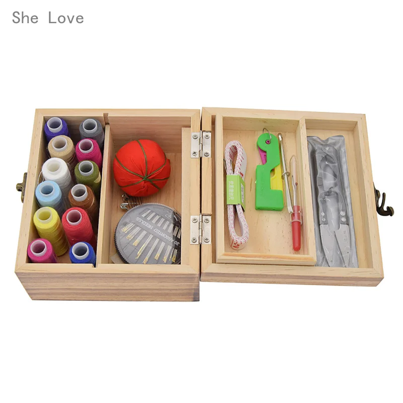Chzimad твердая деревянная коробка для иголок набор хранения швейный в коробке