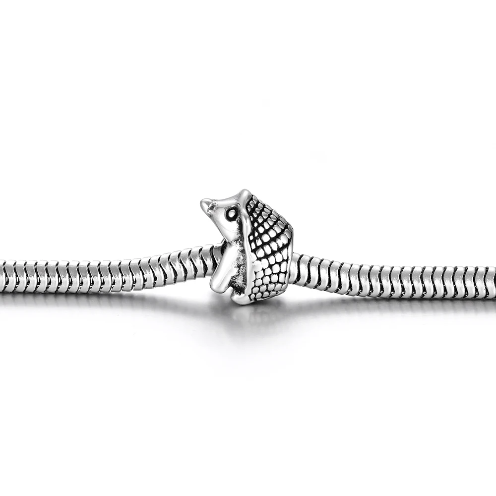 Stainless Steel European Beads Hedgehog 5mm Hole Blacken Metal Animal Bead Charm for Jewelry Making Bracelet Components | Украшения и