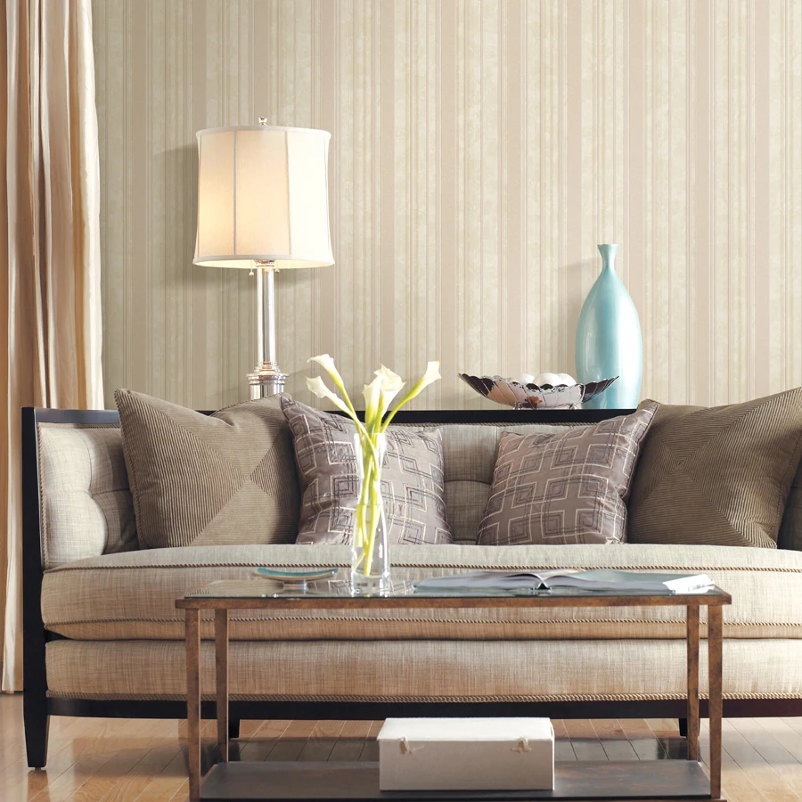 Серые ПВХ 3d бежевые полосатые обои Современная Гостиная синие вертикальные