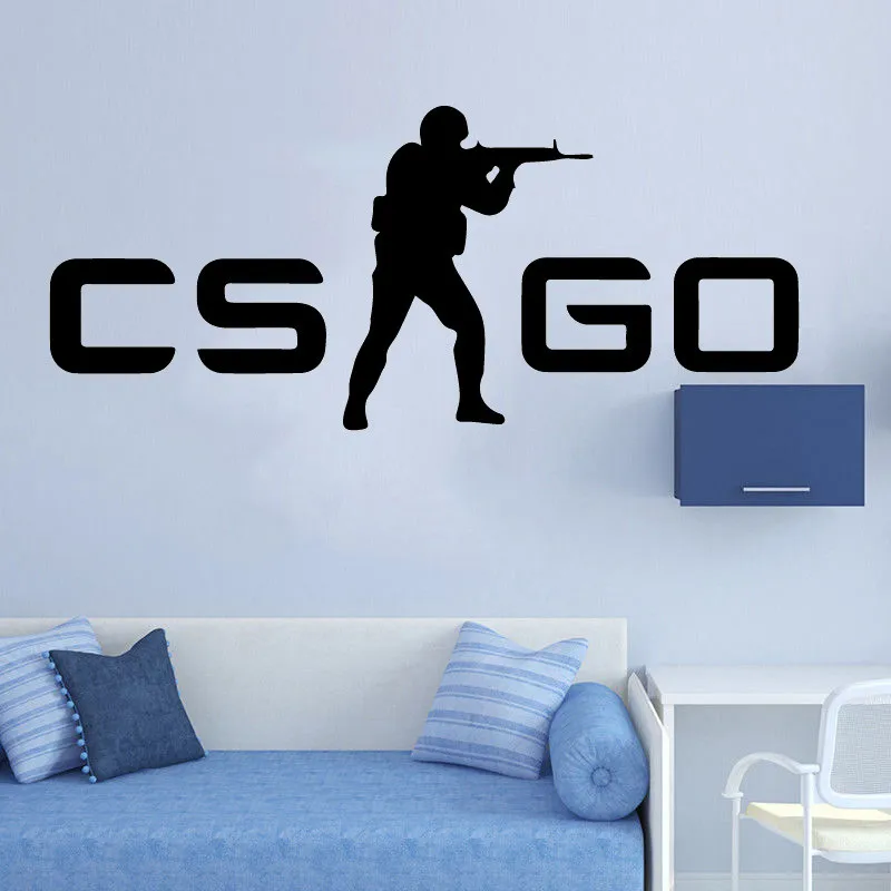 CS GO игровая комната для детей Наклейка на стену виниловая художественная Съемная дизайнерская постер Фреска постер для гостиной Фреска наклейки декор LY1348
