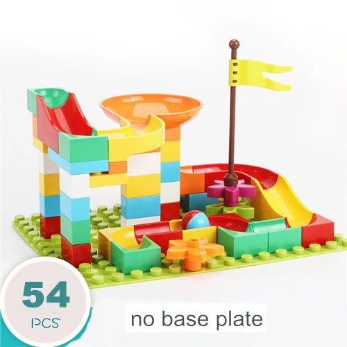 54-162Pcs Marble Race Run Maze Balls Track Building Blocks Funnel Slide Big Building Brick duploed - Цвет: 54pcs no base plate