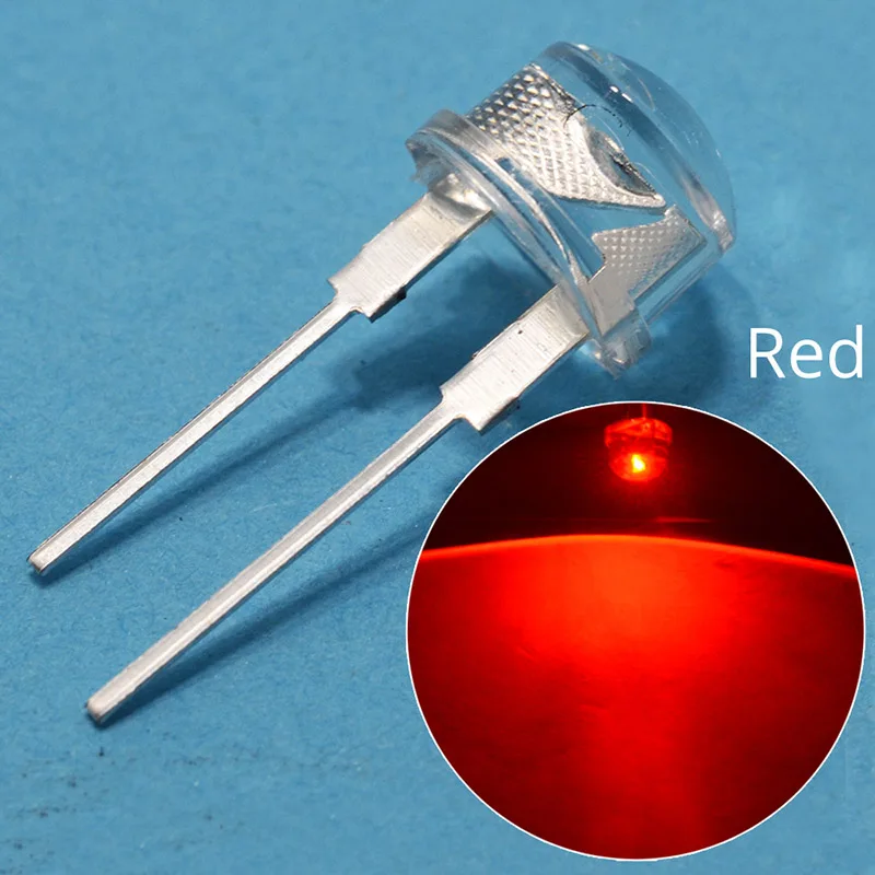 Red 100 шт., 8 мм, 0,5 Вт, белый, красный, желтый, синий, зеленый светодиод, мощная светодиодная лампа в виде соломенной шляпы, светильник из бисера, светящиеся диоды, лампа, 0,5 Вт, яркая - Испускаемый цвет: Red