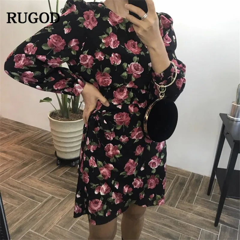 Женское винтажное офисное платье RUGOD элегантное весеннее с цветочным принтом