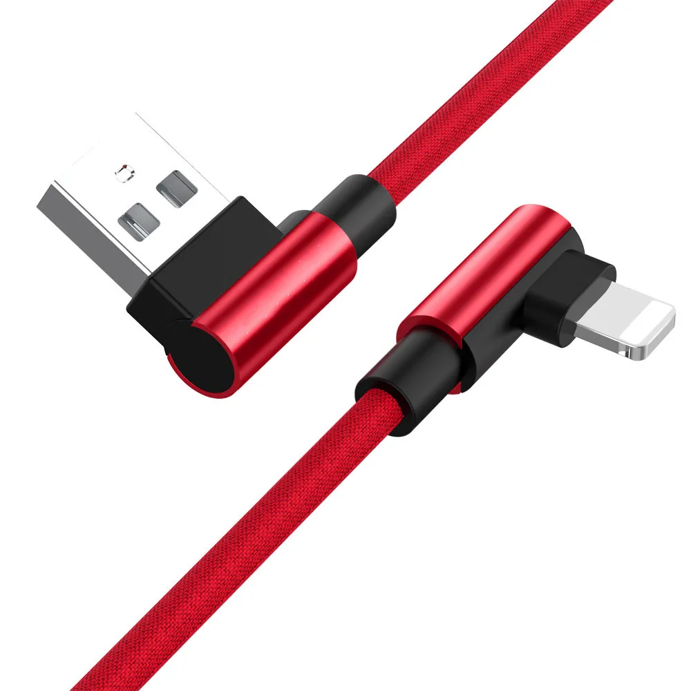 Красный Для iphone зарядное устройство USB кабель Быстрая зарядка 90 градусов usb шнур 8-контактный кабель для iphone X Xs Max 8 7 6 plus 6s 5 5S se ipad кабель - Цвет: Красный