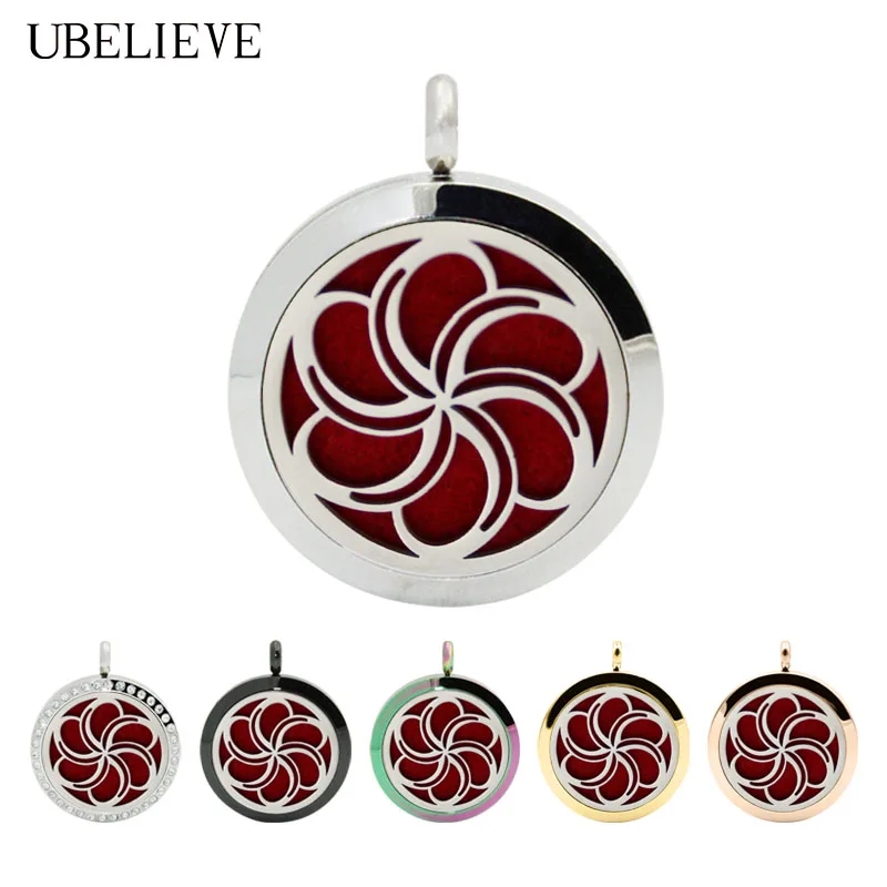 Цветок эфирное масло диффузор ожерелье 30 мм круглый медальон для ароматерапии ювелирные изделия полые магнитные духи медальон ожерелье с прокладками