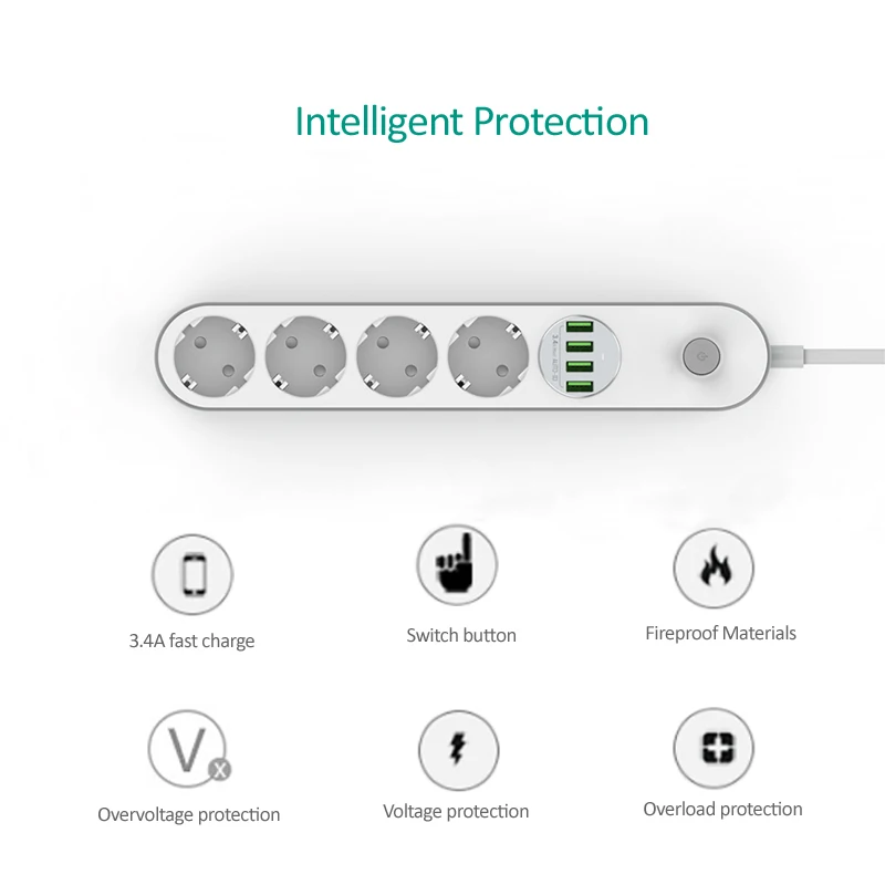 Зарядное устройство INGMAYA с несколькими USB-портами и 4 розетками 2500 Вт | Мобильные