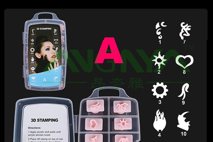 ANGNYA Pro 3D дизайн ногтей акриловая штамповка 192 шт мульти шаблон гель лак печать штамповка Инструмент для штамповки ногтей пластины набор