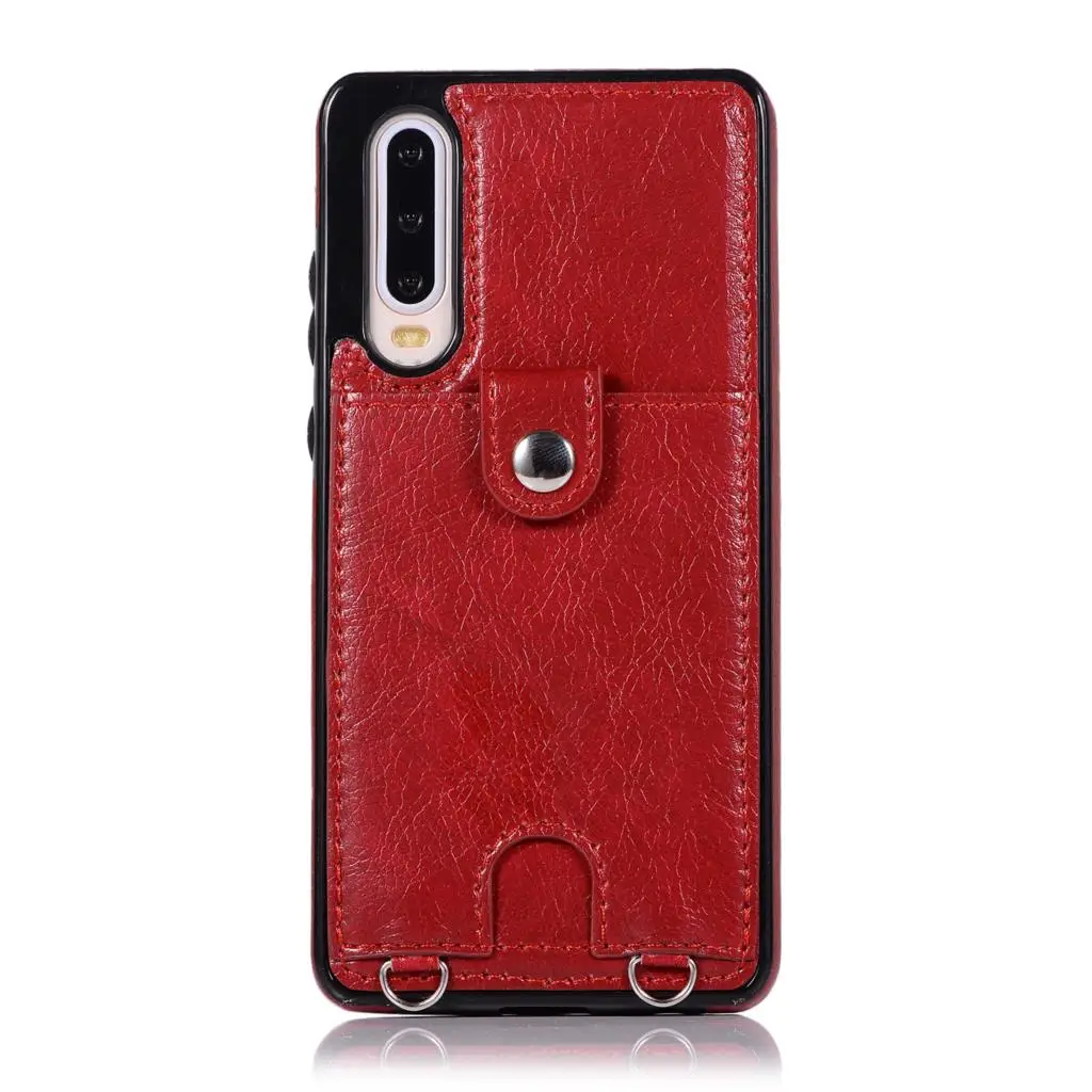 Haissky/Винтажный чехол-накладка из искусственной кожи для huawei P30 Pro P30 Lite, чехол-кошелек с отделением для карт для huawei mate 20 Pro 20 Lite, чехол с ремешком - Цвет: Red