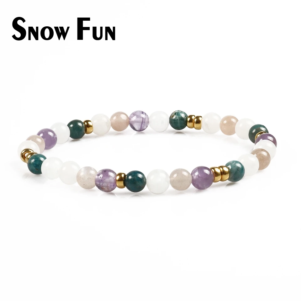 Snow Fun 6 мм разноцветный браслет из натуральных бусин ювелирные изделия высокого