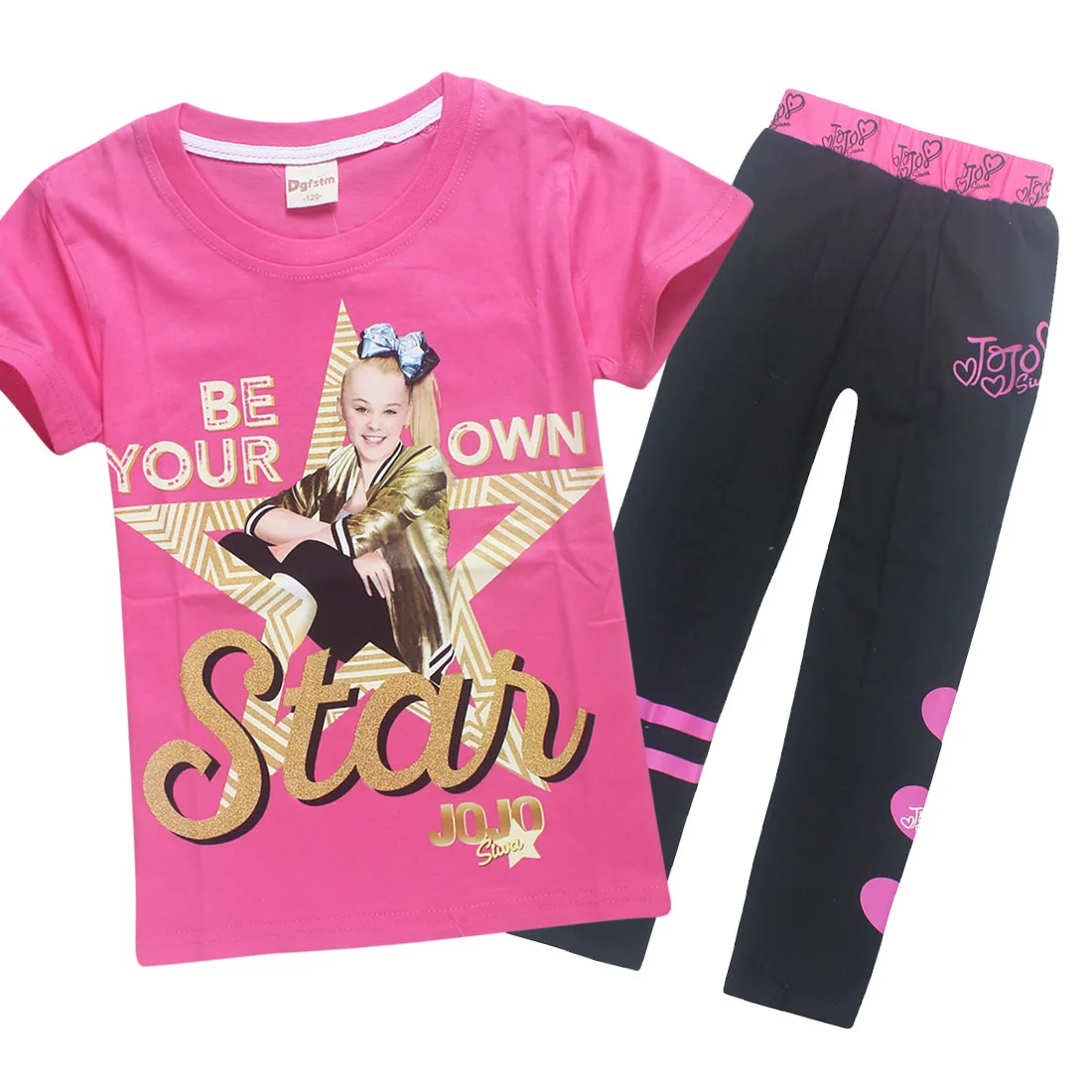 JoJo Siwa2018 Лето Новинки для девочек мультфильм Модная хлопковая футболка с
