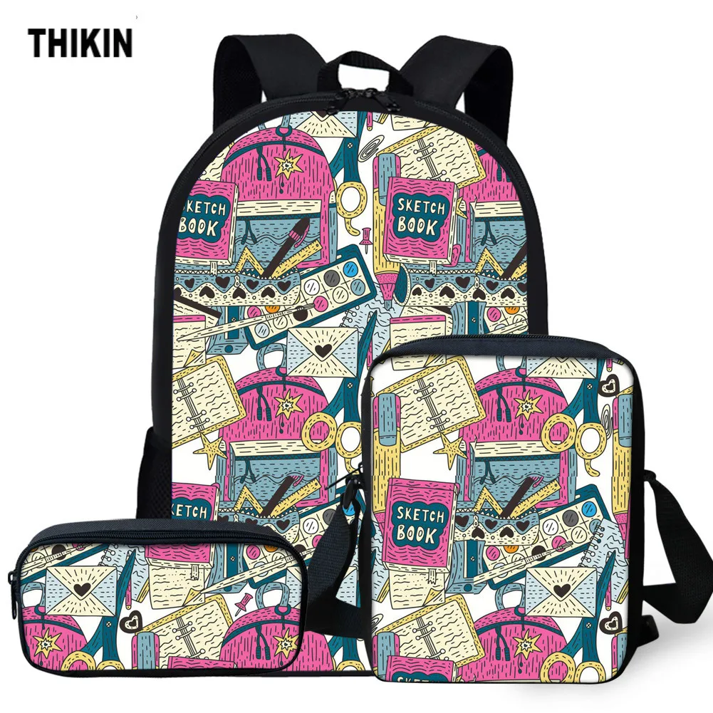 THIKIN 3 шт. Back To School сумка для детей начальной школы ежедневно Mochila комплект рюкзак
