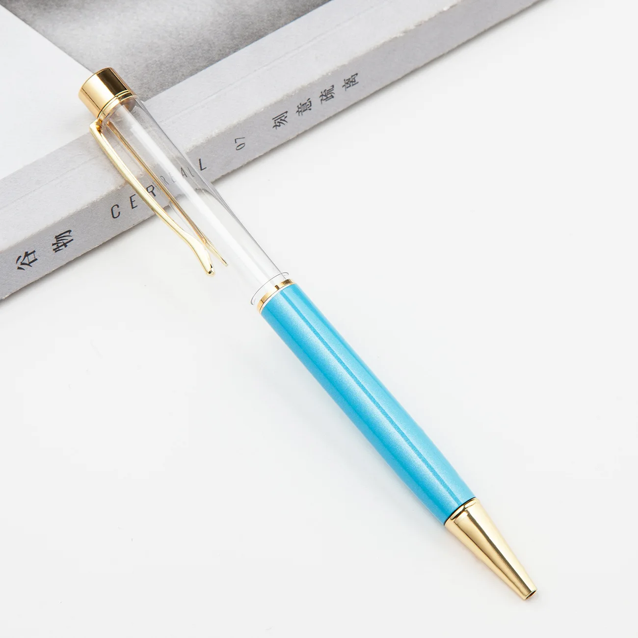 Sky blue 10 шт./компл. творчески 1,0 мм пустой тюбик Floaty ручка металлическая медь высокого класса золото Шариковая ручка без каких-либо золотые Фольга масло шариковых ручек - Цвет: Sky blue