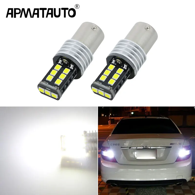 Apmatauto 2x Белый 1156 pw21 Ba15s 3030 15 SMD светодиодный автомобиля заднего хода хвост