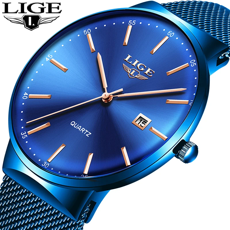 

LIGE Men Watch Waterproof Date Calendar Analogue Wristwatches Mens Business Casual Quartz Watches For Man Clock Reloj Hombre+Box