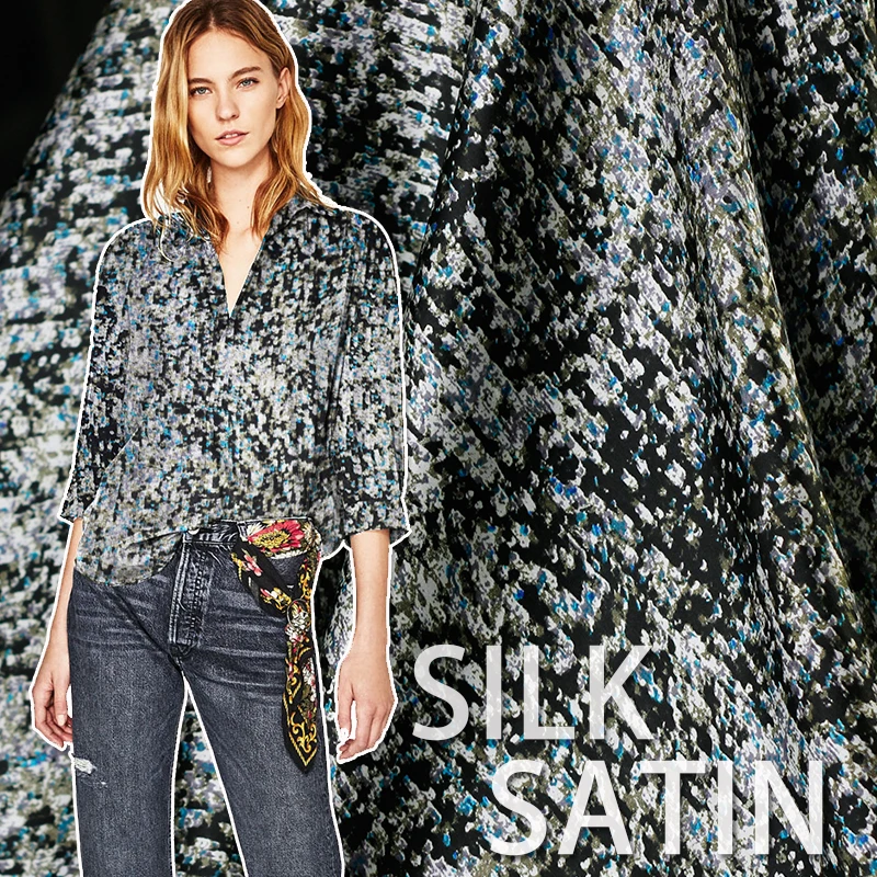 Шелковый креп атласной ткани лето цифровой струйной платье шелковой