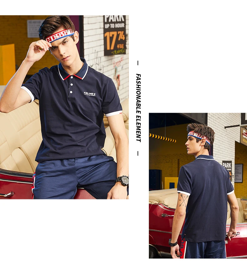 KELME мужская летняя рубашка поло с коротким рукавом из хлопка, Спортивная рубашка поло, Тонкая Повседневная рубашка 3891062