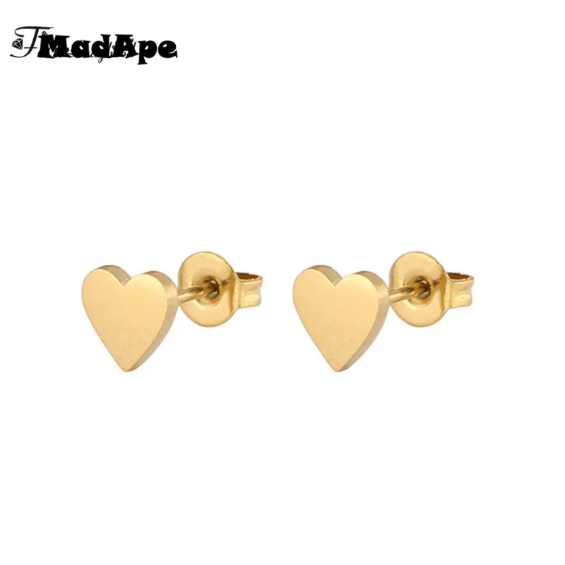 Женские серьги сердечки MadApe золотистые и Серебристые из нержавеющей стали 316