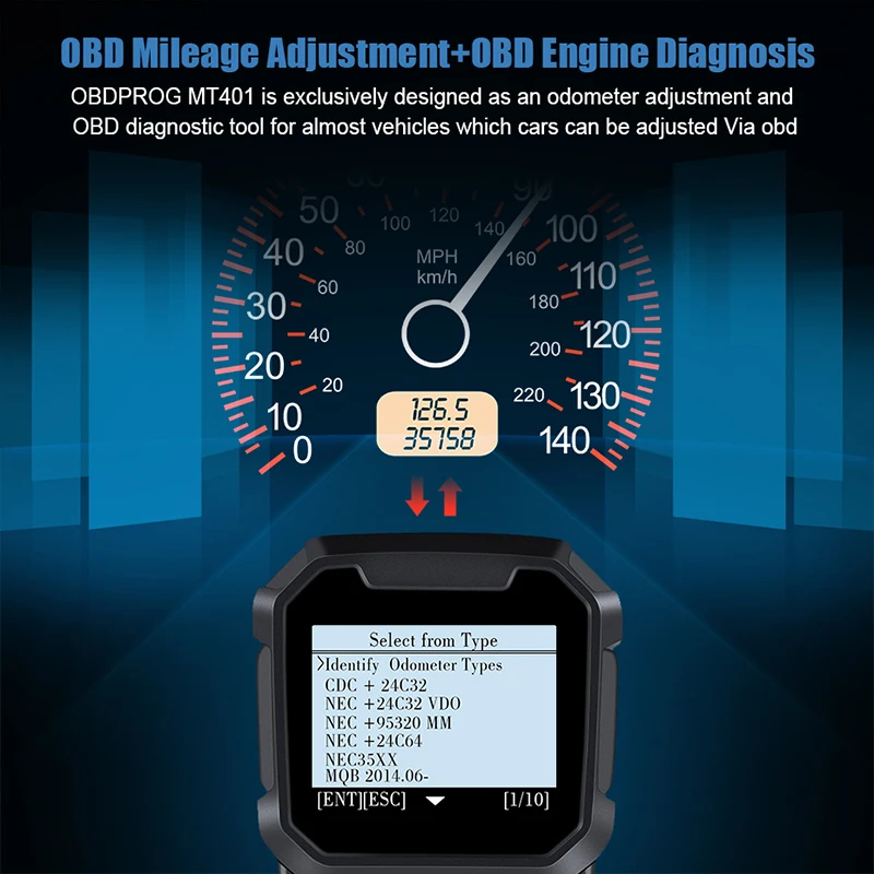 OBDPROG MT401 корректировка пробега коррекция одометра OBD2 автоматический