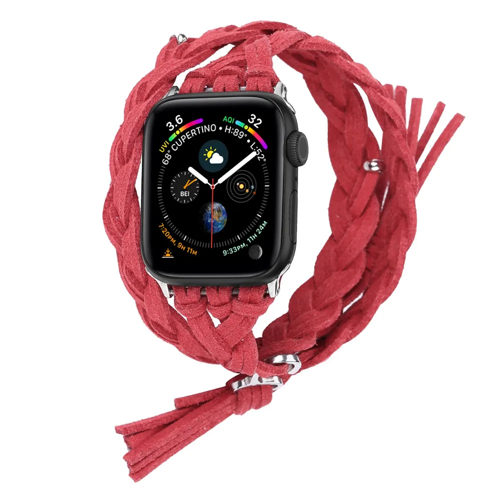 

Woven Personality Bracelet Belt for Apple Watch Band 38/42MM 40MM 44MM Handmade Double Loop Strap for iWatch Series SE 6 5 4 3 2
