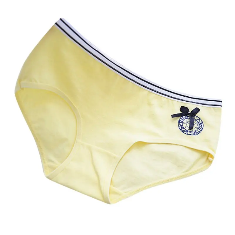 Женские хлопковые кружевные трусы с низкой талией нижнее белье бантом