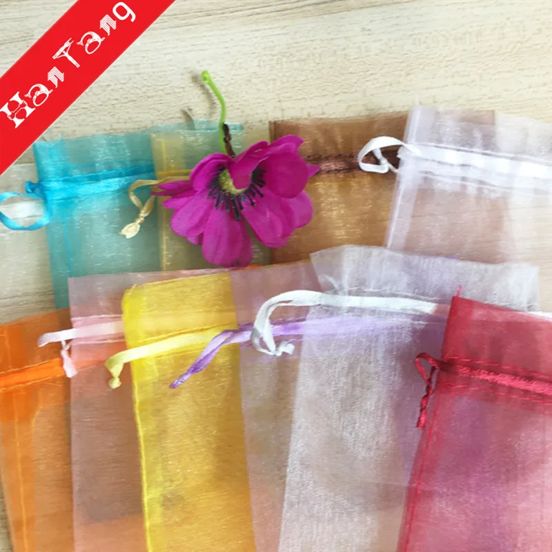 50pcs/lot 7x9 9x12 10x15 13x18cm Organza Bags Jewelry Packaging Wedding Party Decorations Drawable Gift Pouches 5z|Подарочные сумки и