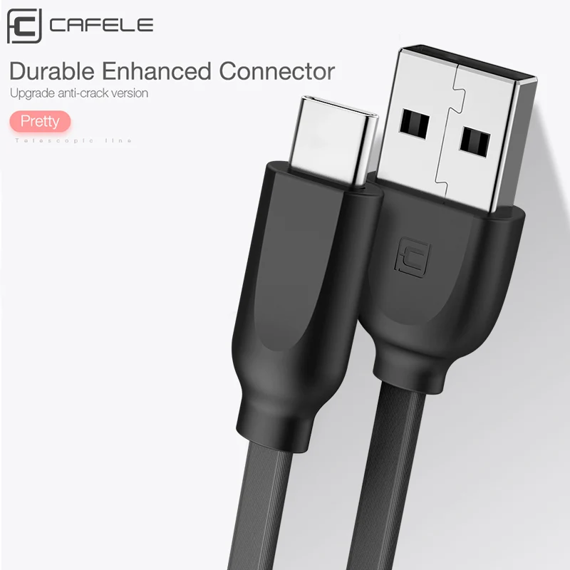 USB кабель CAFELE Type C для быстрой зарядки телефонов Huawei Xiaomi Samsung Galaxy S9|Кабели