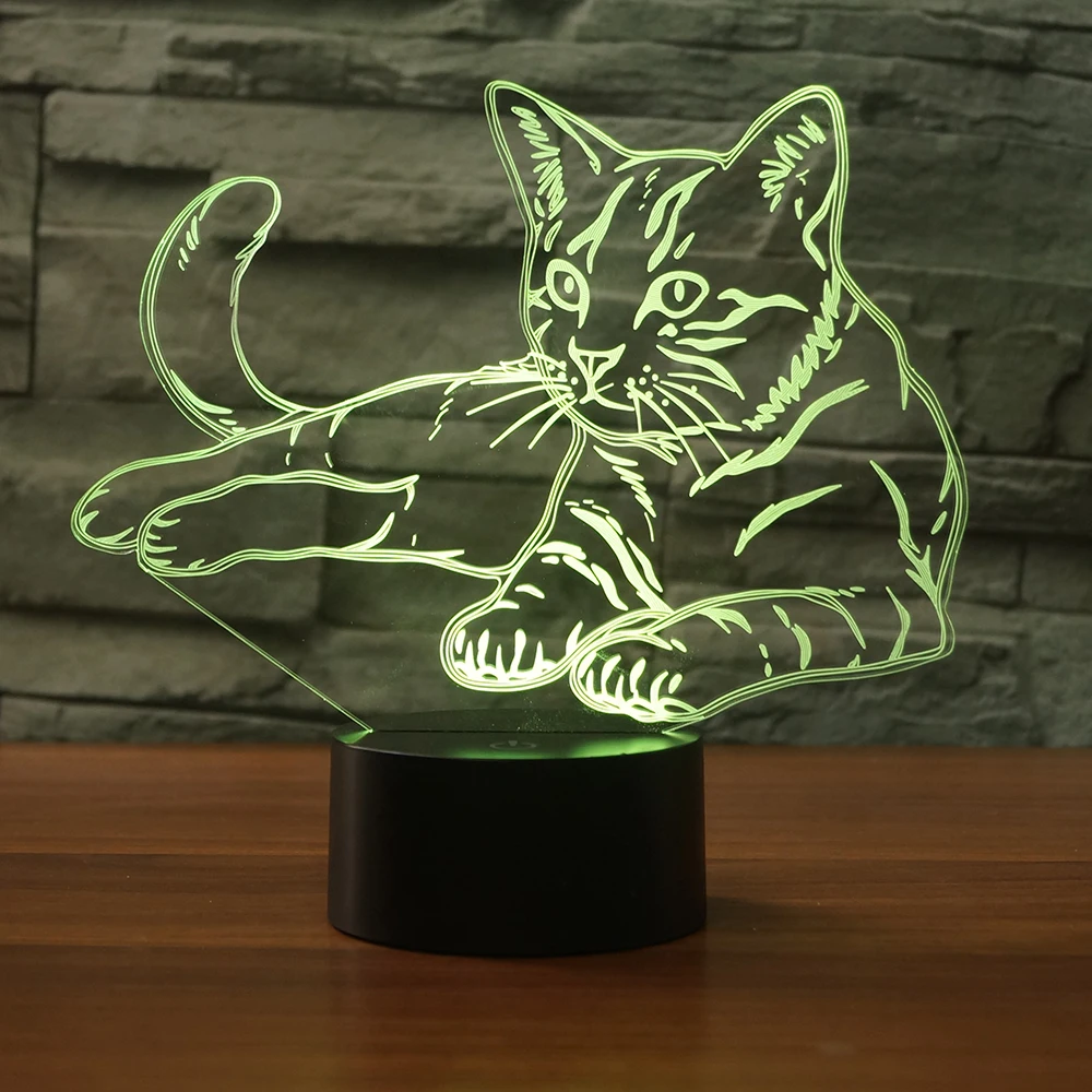 Кошачий дизайн 7 меняющихся цветов 3D Акриловый светодиодный ночник Премиум видов